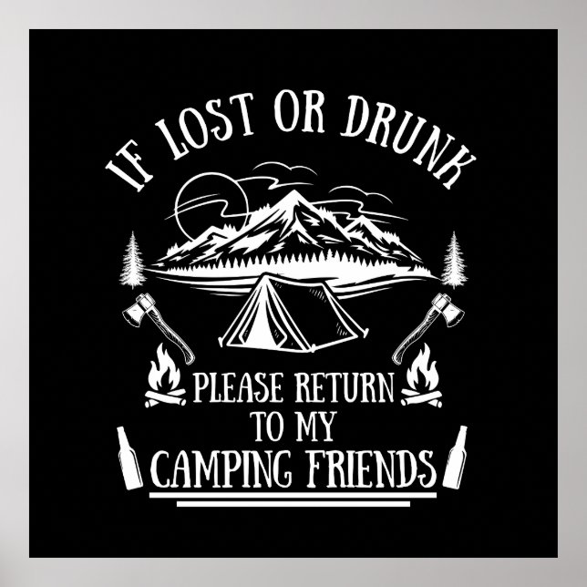 Lustigt campingslagord i ord poster (Framsidan)