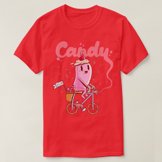 Lustigt Candy på en cykel T Shirt (Design framsida)