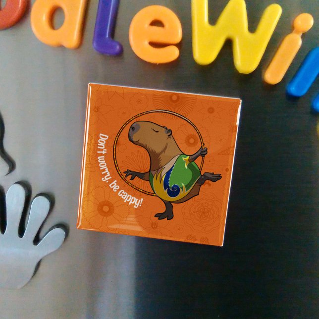 Lustigt Capybara, oroa dig inte för Cappy-Tecknade Magnet (Skapare uppladdad)