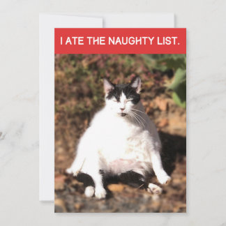 Lustigt Cat Ate Santa's Naughty List jul Julkort