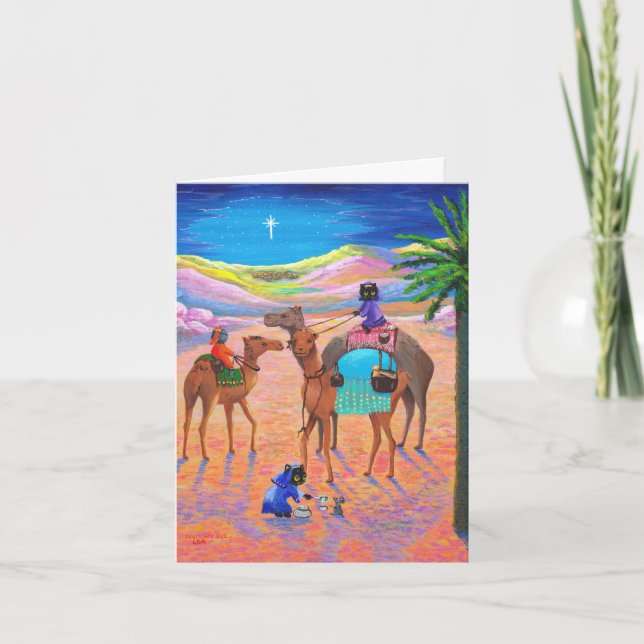 Lustigt Cat Christian julcard Creationarts Helgkort (Framsida)