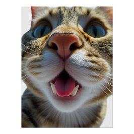 Lustigt Cat Close-Up | Goofy Cute Cat Art Perfect Poster