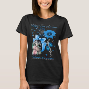 Lustigt Cat Hope for a Cure Diabetes Awareness T Shirt