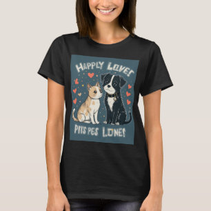 Lustigt Cat & Kärlek Cute Tecknad Pet-par T Shirt