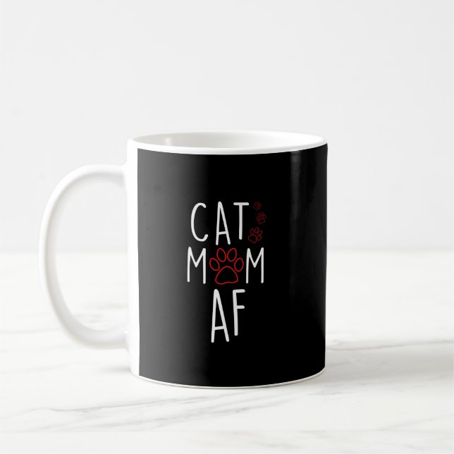 Lustigt Cat Mamma AF Crazy Cat Dam-minne Kaffemugg (Vänster)