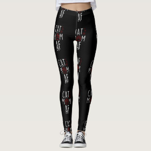 Lustigt Cat Mamma AF Crazy Cat Dam-minne Leggings