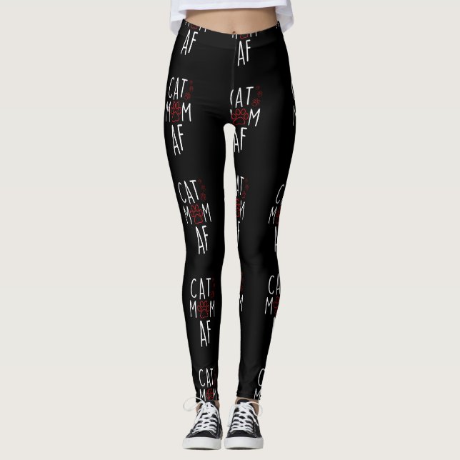 Lustigt Cat Mamma AF Crazy Cat Dam-minne Leggings (Framsida)