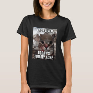 Lustigt Cat Meme Jag Överlevt dagens Tummy Ache T Shirt