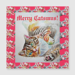 Lustigt Cat Merry-katter jul Magnetic Card