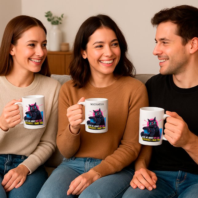 Lustigt Cat Mugg - fråga mig om min kattsoffert (Skapare uppladdad)