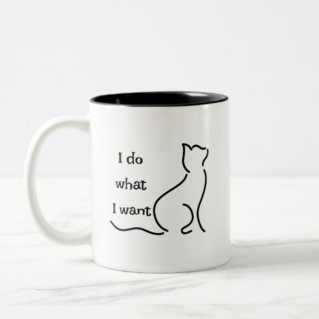 Lustigt Cat Mugg - "Jag gör som jag vill" (Vänster)