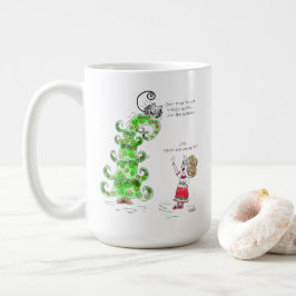 Lustigt Cat Pet-Tecknad Joy Julgran-uppspelning Kaffemugg