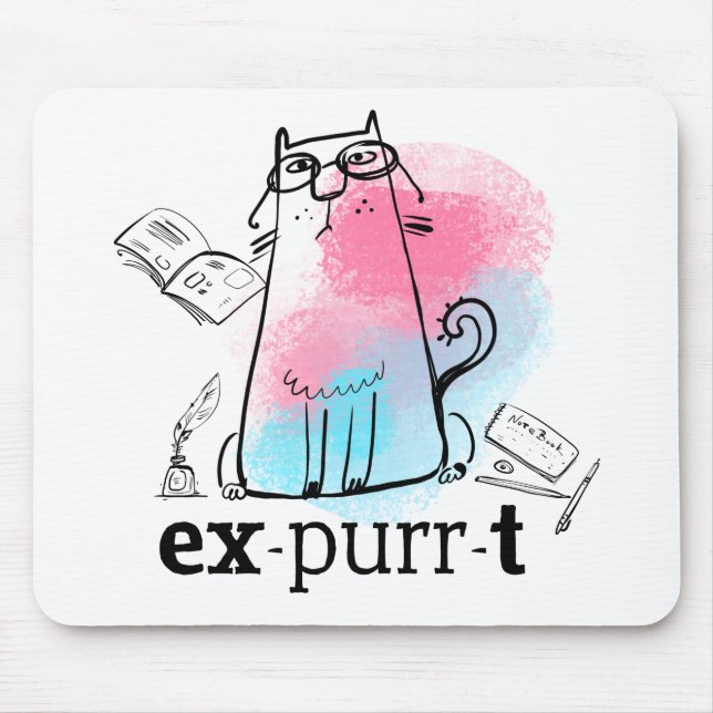 Lustigt Cat Play på Ord Exurrt Cute tecknad Musmatta (Framsidan)