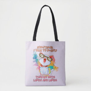 Lustigt Cat pratar med sig själv - Cute och Humous Tygkasse