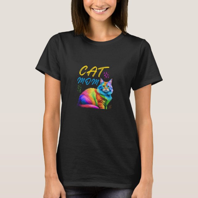lustigt Cat Rainbow Tabby kitten pet Cat mamma-skj T Shirt (Framsida)