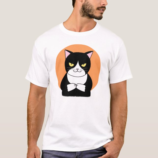 Lustigt Cat T-shirt Evil Cat Graphic Tee Bad Cat C (Framsida)