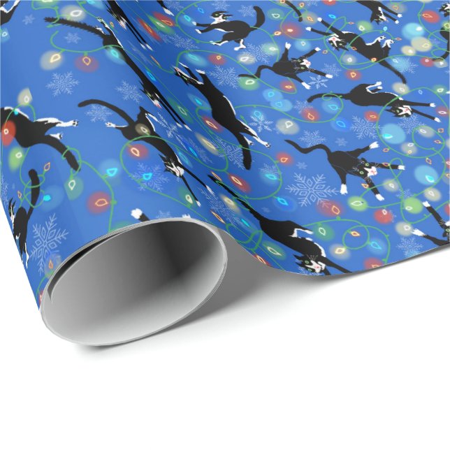 Lustigt Cat Tangles i julklapp Ljus Presentpapper (Rullad Hörn)