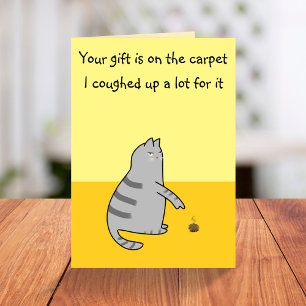 Lustigt Cat Tecknad Joke Coughup Gift Birthday Kort