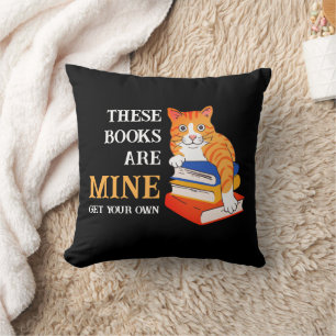 Lustigt Cat THESBOKAR ÄR MINE Kärlek Reading Kudde