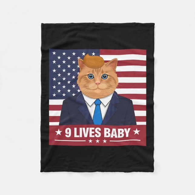 Lustigt Cat Trump 9 lever Baby-fonen Fleecefilt (Framsidan)