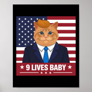 Lustigt Cat Trump 9 lever Baby-fonen Poster