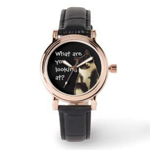 Lustigt Cat "Vad tittar du på?" Armbandsur