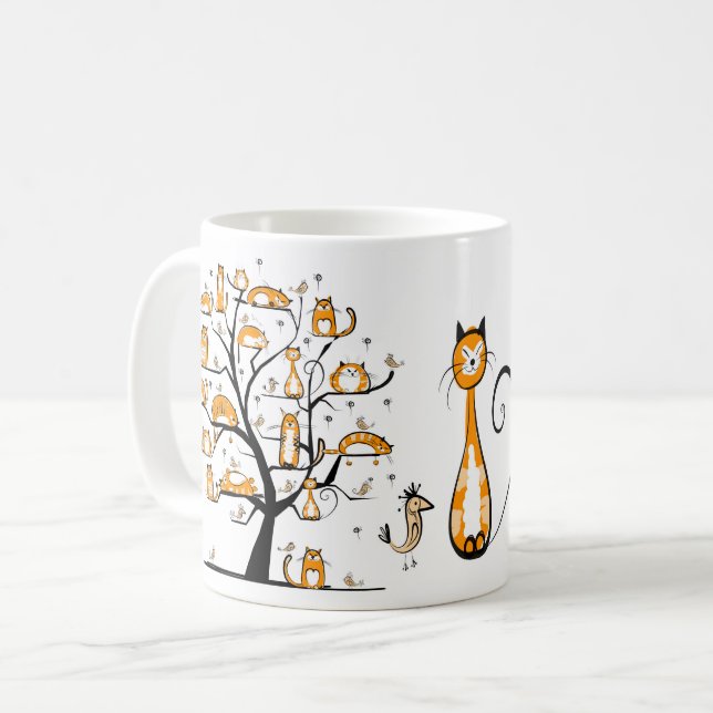 Lustigt CATS i Träd Kaffemugg (Framsida vänster)