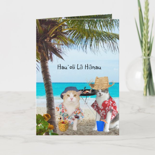 Lustigt Cats på Beach Kort (Framsida)