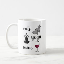 Lustigt Cats Yoga Vin Älskare Kaffemugg