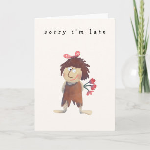 Lustigt Cave Woman Humous-Tecknad Belad Birthday Kort