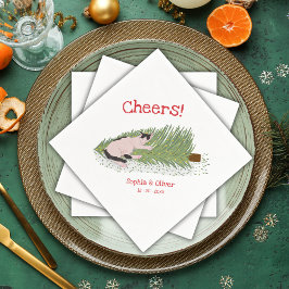 Lustigt Cheers! Kat mot Julgran Helgdagar Pappersservett