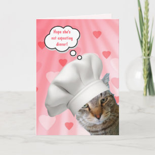 Lustigt Chef Cat Valentines dag Helgkort