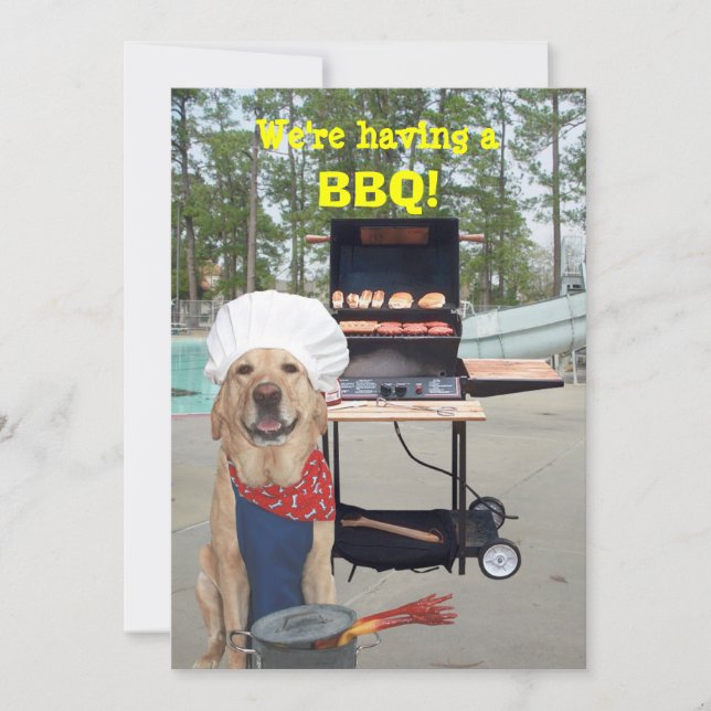 Lustigt Chef Hund BBQ-inbjudan Inbjudningar (Framsida)