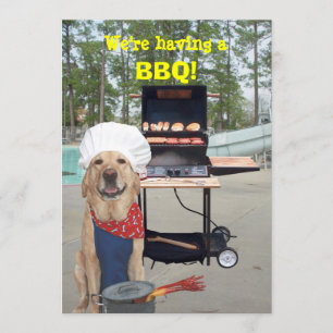 Lustigt Chef Hund BBQ-inbjudan Inbjudningar