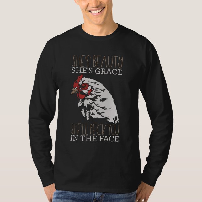 Lustigt Chicken Farmer Hon är Grace Beauty Novelty T Shirt (Framsida)