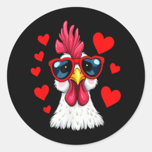 Lustigt Chicken Valentines day Heart Chicken par Runt Klistermärke
