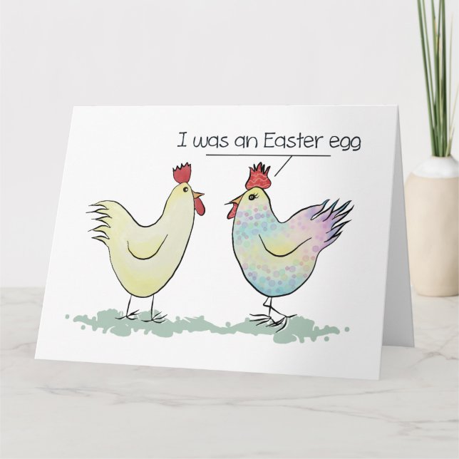 Lustigt Chicken var ett Påskägg Foldat Hälsning Kort (Framsida)
