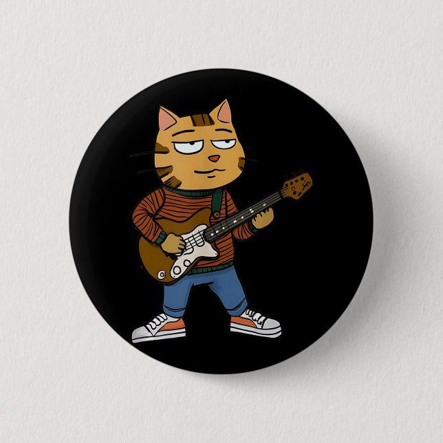 Lustigt Chill Cat spelar en guitar Killar Pappa St Knapp (Framsida)