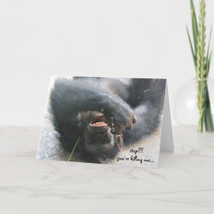 Lustigt Chimpanzee-födelsedagskort, över Backe Kort