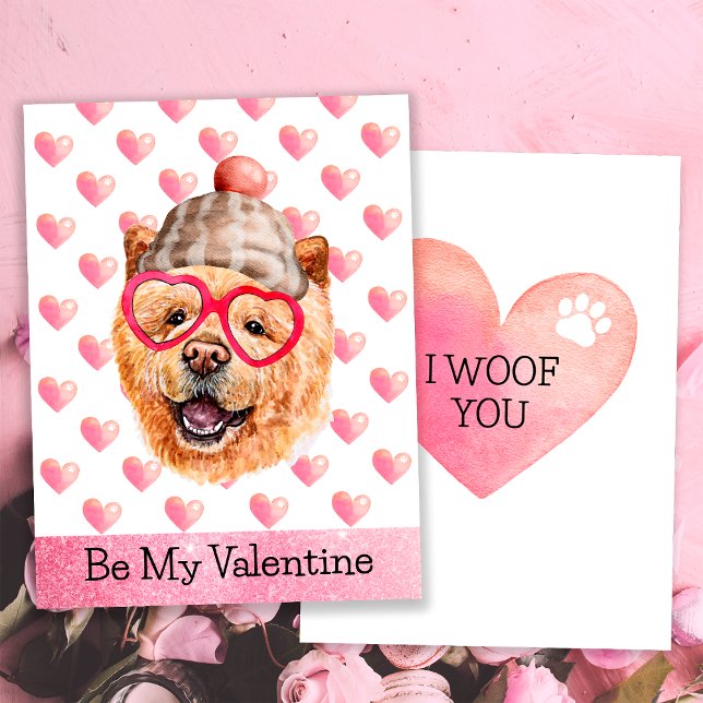 Lustigt Chow Chow I Woof You Hund Valentine Day Julkort (Skapare uppladdad)