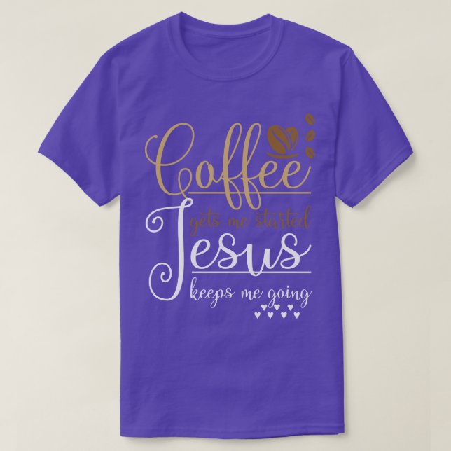 Lustigt Christian Gift Pray Coffee Jesus Kristus T Shirt (Design framsida)