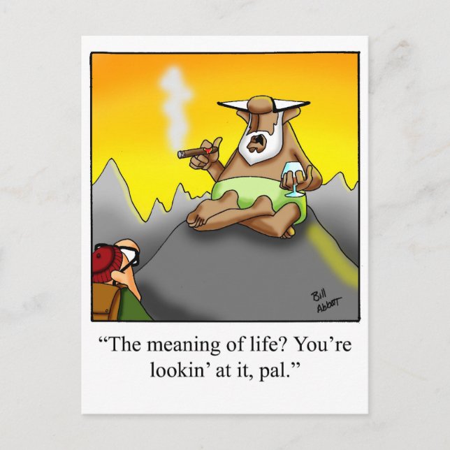 Lustigt Cigar Wise Man Tecknad Gifts! Vykort (Framsida)