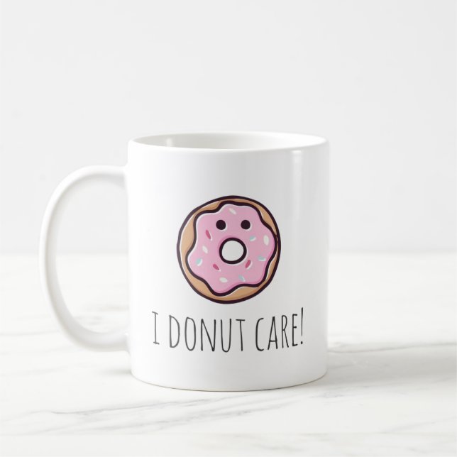 Lustigt citat av rosa söt donut tecknad kaffemugg (Vänster)