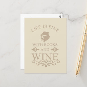 Lustigt citat för bokar och vin älskare vykort