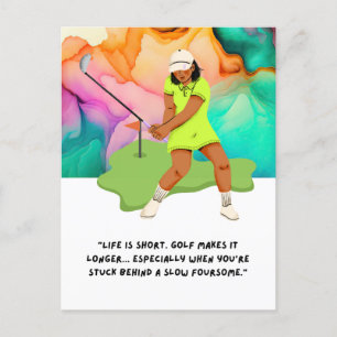 Lustigt citat från golfer hälsning vykort