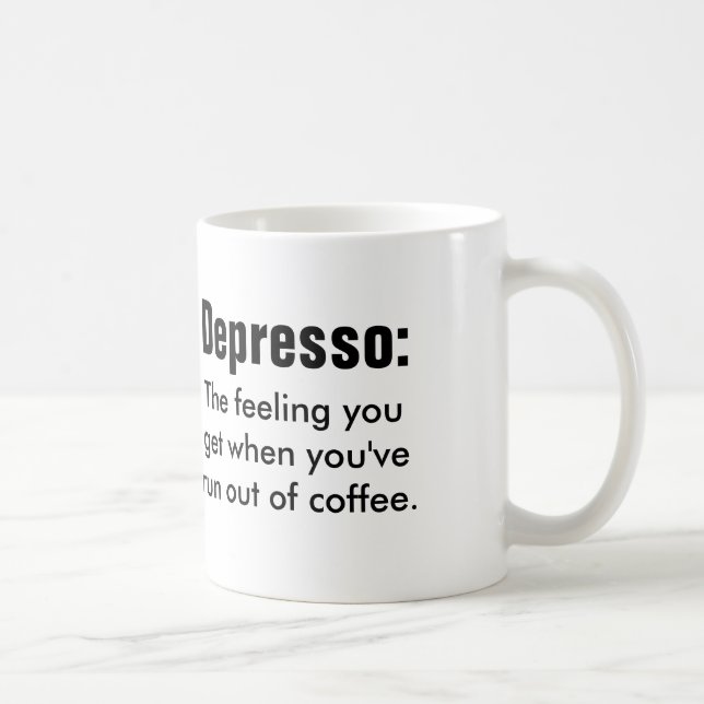 Lustigt citat från kaffe: Depresso Kaffemugg (Höger)