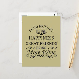 Lustigt citat från vin för vänner vykort