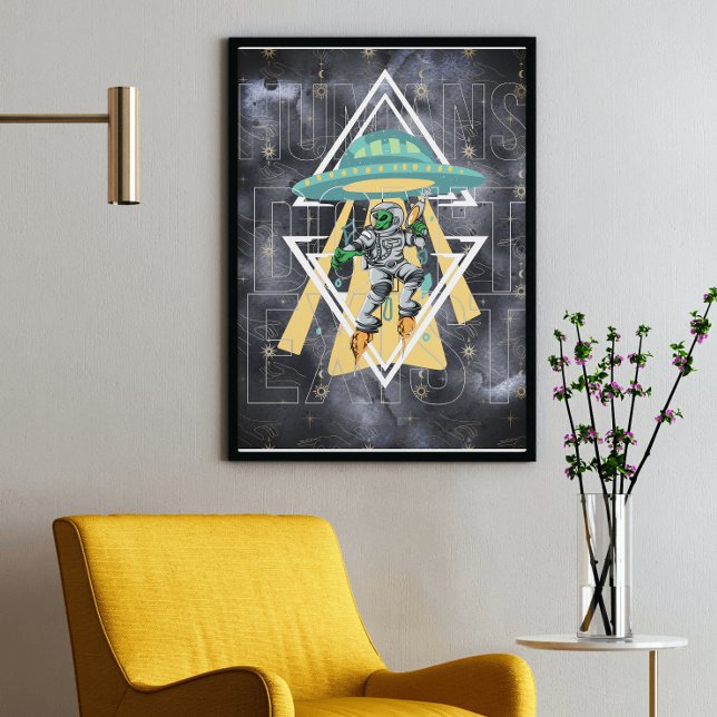 Lustigt citat Humans finns inte rymdtemat Poster (Skapare uppladdad)