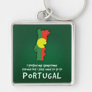 Lustigt citat I Googled Mina symtom Portugal Fyrkantig Silverfärgad Nyckelring
