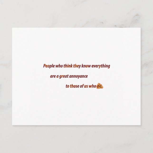 Lustigt citat - Personer som tänka de känner var.. Vykort (Framsida)